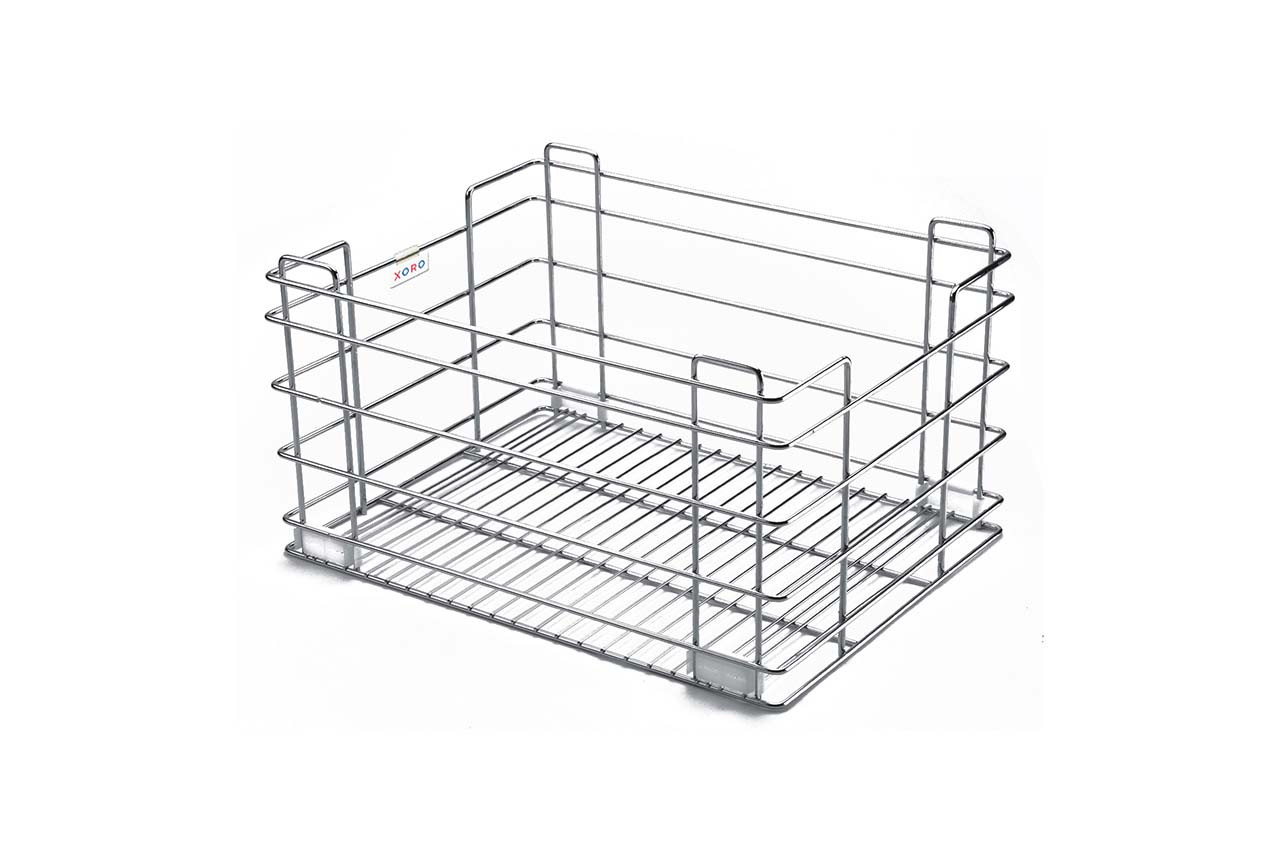 Wire Storage Cart Trolley, Multi-Tier Rolling Organizer Rack, Chrome