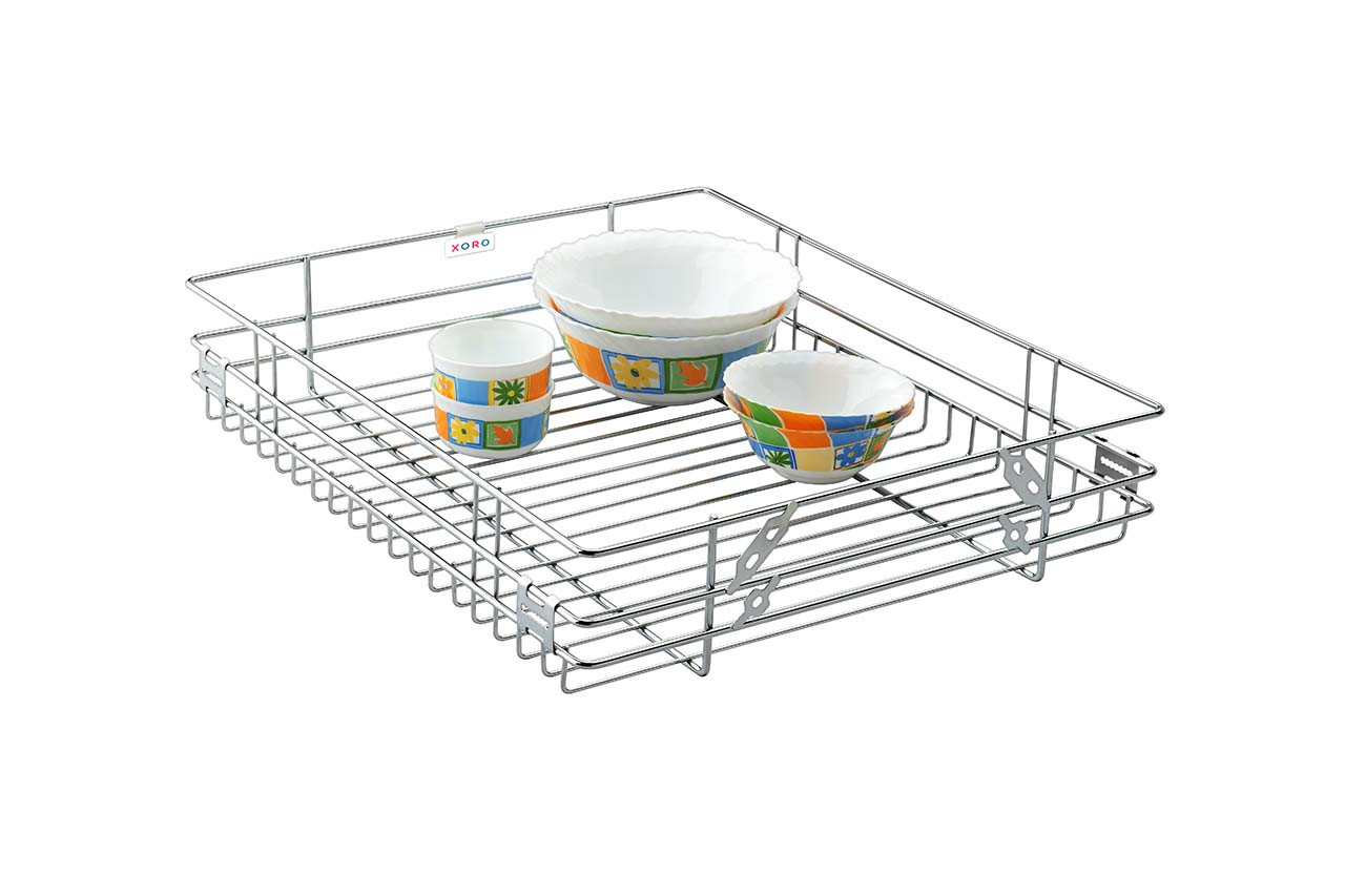 Pull-Out Wire Basket, Chrome-Plated Steel Kitchen Cabinet Organizer