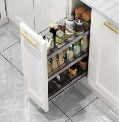 Pull Out Glass Tandem Cabinet Organizer, 2/3 Self Storage Shelf